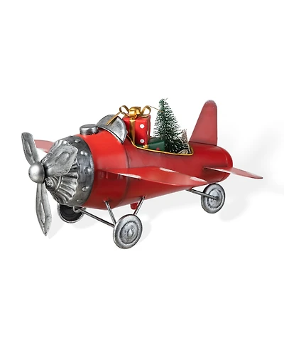 Glitzhome 14 L Christmas Metal Airplane with Gifts Table Decor
