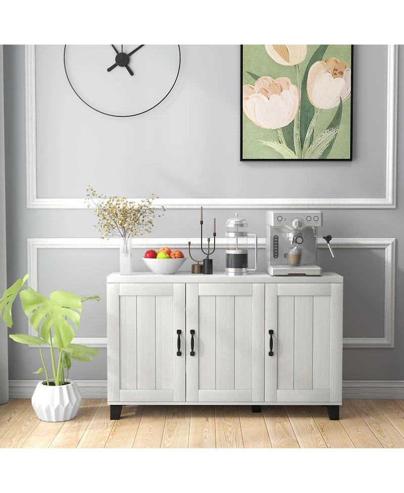 Slickblue 3-Door Buffet Sideboard with Adjustable Shelves and Anti-Tipping Kits