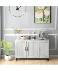 Slickblue 3-Door Buffet Sideboard with Adjustable Shelves and Anti-Tipping Kits