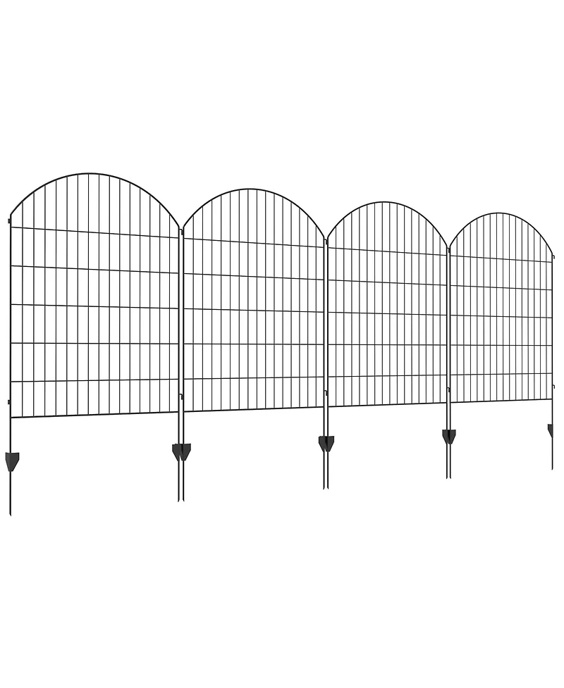 Outsunny 11.4' Garden Fence Steel Border Flower Edging, Pack of 4, Grids