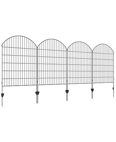 Outsunny 11.4' Garden Fence Steel Border Flower Edging, Pack of 4, Grids