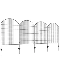 Outsunny 11.4' Garden Fence Steel Border Flower Edging, Pack of 4, Grids