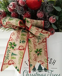 Glitzhome 21 H Christmas Pine Needle Berry Ribbon Centerpiece