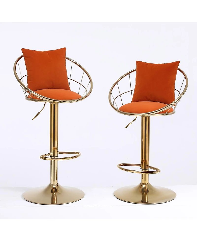 Velvet Bar Chair, Pure Gold Plated, Unique Design, 360 Degree Height