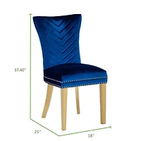 Streamdale Eva 2 Piece Legs Dining Chairs Finished With Velvet Fabric