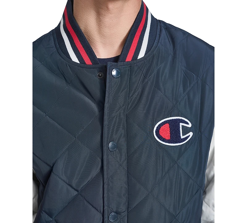 Champion Men's Retro Quilted Logo Bomber Jacket