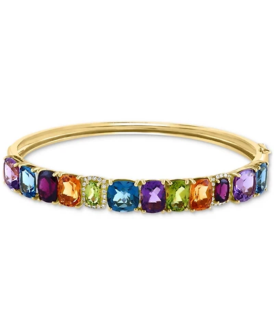 Effy Multi-Gemstone (18-7/8 ct. t.w.) & Diamond (1/6 ct. t.w.) Bangle Bracelet in 14k Gold