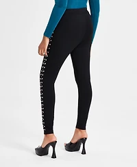 Bar Iii Women's Three-Row Studded Ponte-Knit Leggings, Created for Macy's