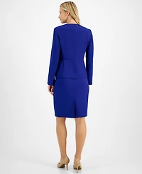 Le Suit Women's Cascade Ruffle Skirt Suit Set, Regular & Petite