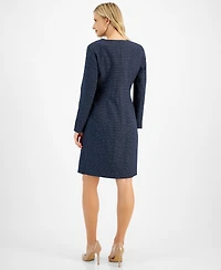 Le Suit Women's Long Collarless Jacket Dress Suit Set, Regular & Petite