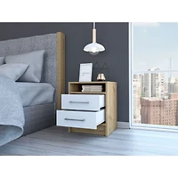 Streamdale Eter Nightstand, Superior Top, Two Drawers - Light Oak