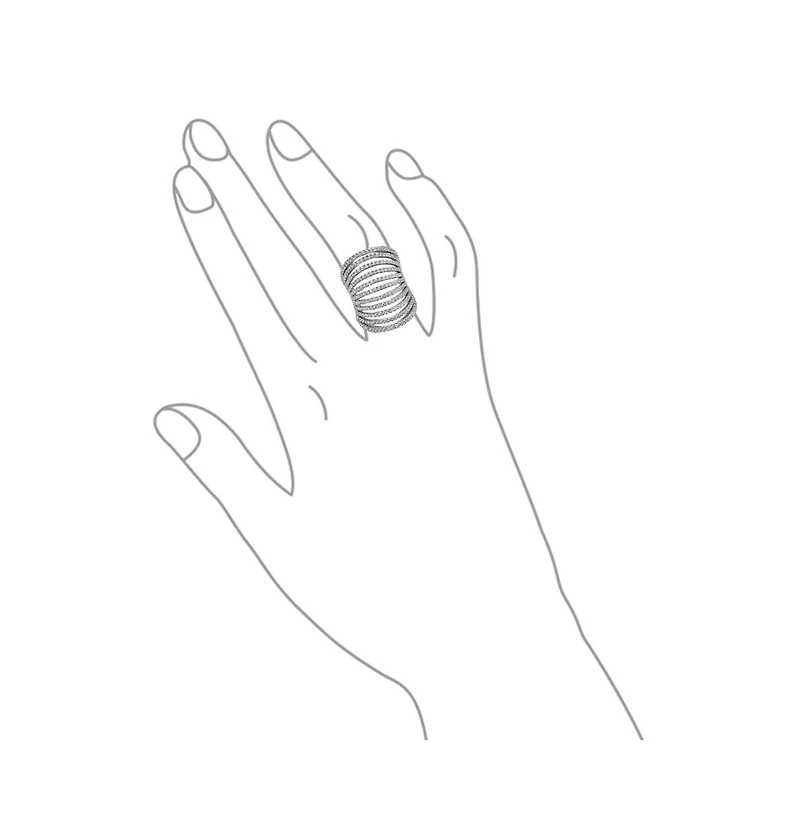 Bling Jewelry Geometric Fashion Cubic Zirconia Pave Cz Full Finger Armor Cocktail Statement Wide Multi Band Ring Sterling Silver