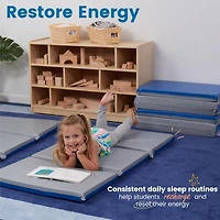 RestZone ECR4Kids Premium Folding Rest Mat, 3-Section, 2in, Blue/Grey, 5-Pack