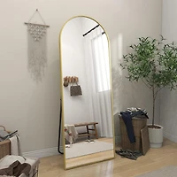 Homlux 64"x21" Arched Full-Length Mirror with Gold Aluminum Alloy Frame, Rounded Corners, Standing, Hanging, Leaning