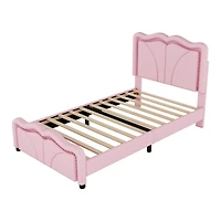 Streamdale Twin Platform Bed with Led Lights and Adjustable Headboard