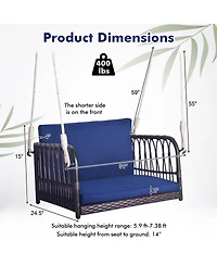 Slickblue Single Person Hanging Seat with Seat and Back Cushions-Navy
