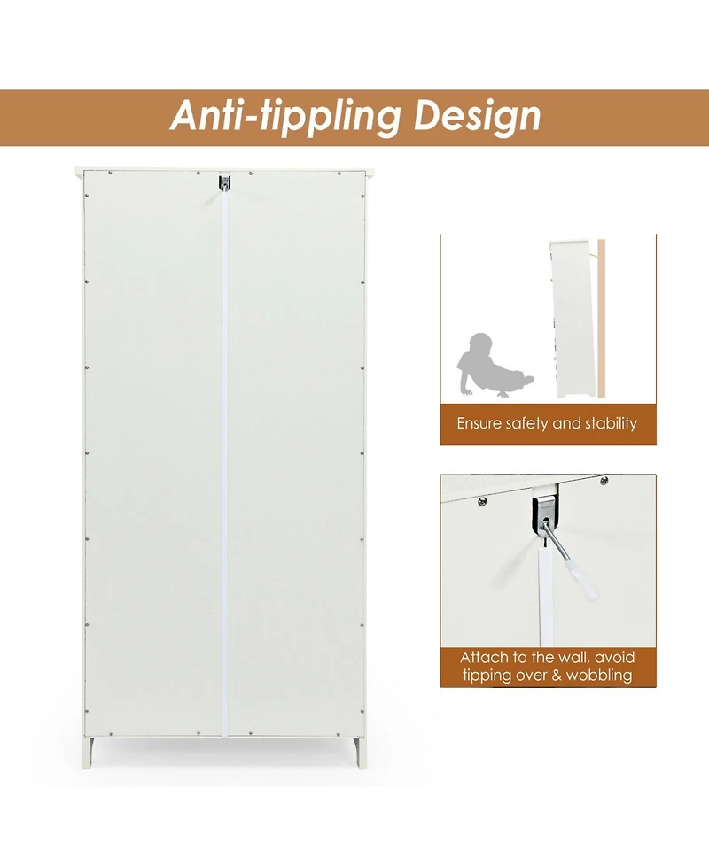 Slickblue Accent Floor Storage Cabinet with Adjustable Shelves Antique 2-Door-Cream White