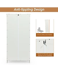 Slickblue Accent Floor Storage Cabinet with Adjustable Shelves Antique 2-Door-Cream White