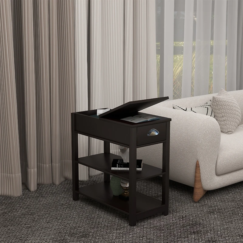 Streamdale Narrow End Table with Flip-Over Drawers