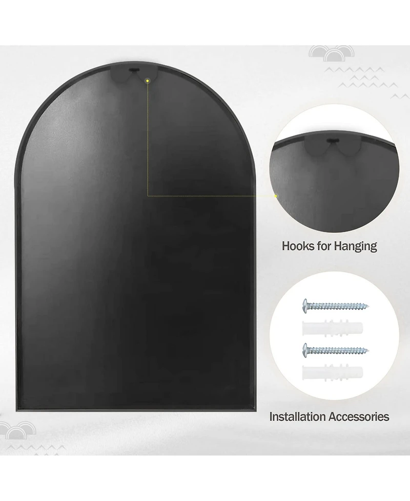 Homlux Arched Wall Mounted Mirror 20"x30" in Black
