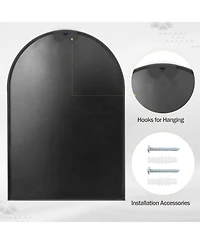 Homlux Arched Wall Mounted Mirror 20"x30" in Black