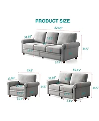 Streamdale Linen Fabric Upholstered With Storage Sofa 1+2+3 Sectional