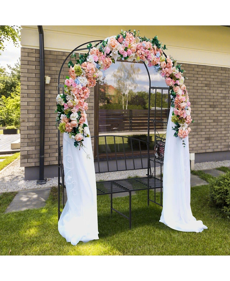 Slickblue Steel Garden Arch with 2-Seat Bench