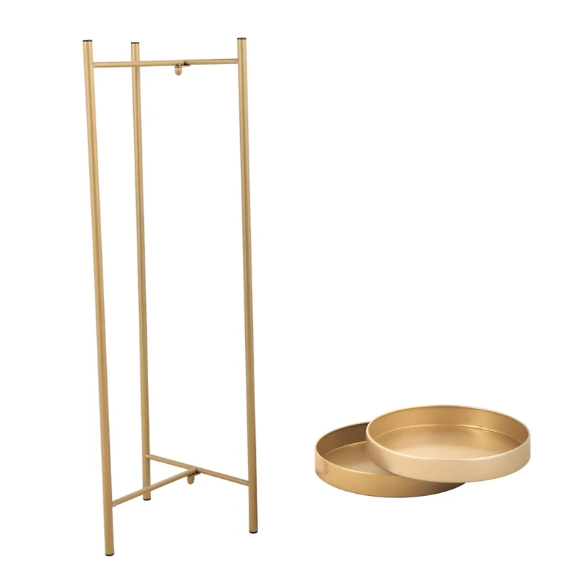 Elegant Golden Foldable 2-Tier Plant Stand for Indoor Outdoor Use
