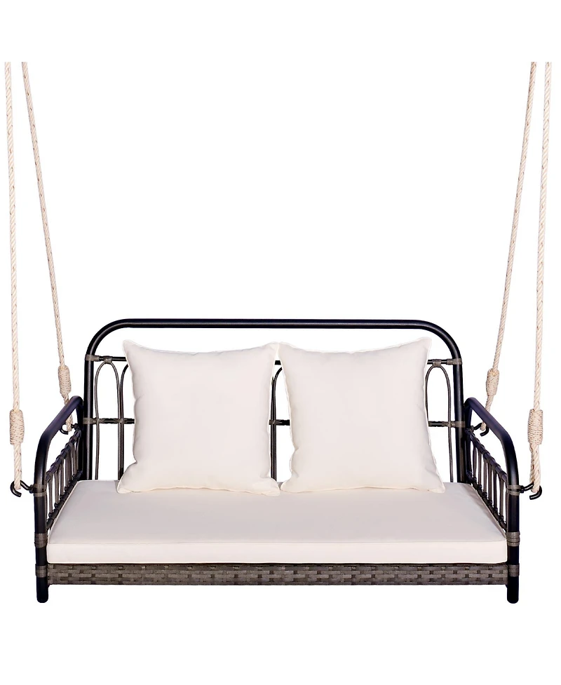 Slickblue 2-Person Outdoor Hanging Chair with Ropes-Grey