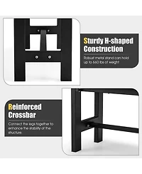 Slickblue 47" Outdoor Chair with Slatted Seat Plastic Coated Iron Frame