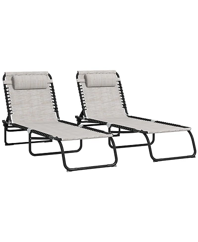 Outsunny 2 Chaise Lounge Pool Chairs, Folding, Reclining
