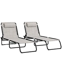 Outsunny 2 Chaise Lounge Pool Chairs, Folding, Reclining