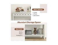 Long Sofa Table with 4 Storage Drawers and Open Lower Shelf for Living Room