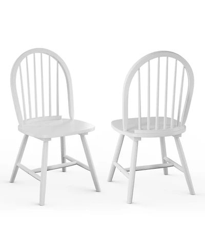Set of 2 Windsor Dining Chairs with Spindle Backrest Vintage Wood Finish