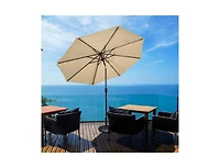 Outdoor Patio Umbrella with Bright Solar Led Lights for Shaded Daytime Use and Ambient Evening Lighting