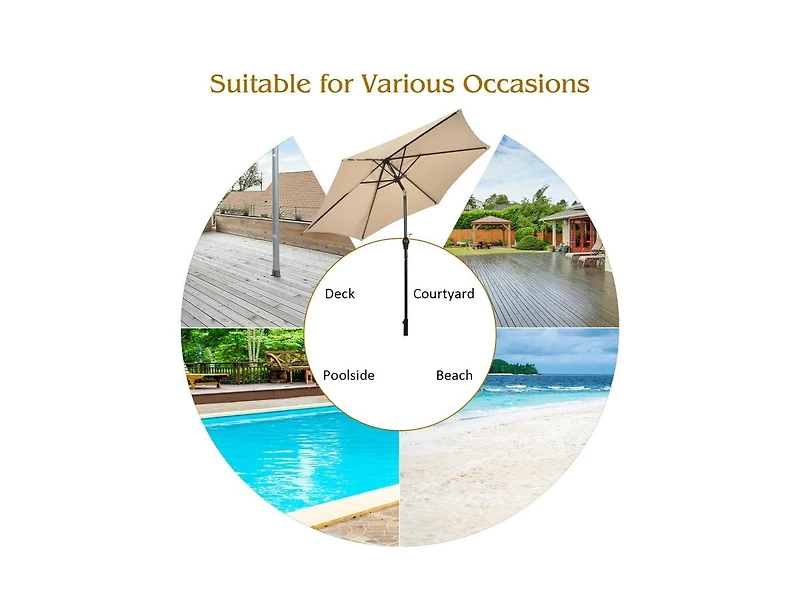 Slickblue 9 ft Outdoor Market Patio Table Umbrella Push Button Tilt Crank Lift