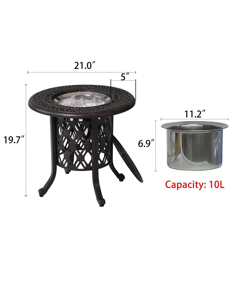 Streamdale Elegant 21" Cast Aluminum Ice Bucket and Side Table