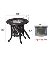 Streamdale Elegant 21" Cast Aluminum Ice Bucket and Side Table
