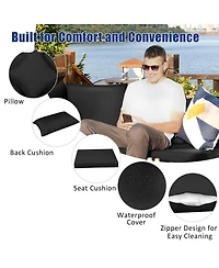 7PCS Patio Rattan Furniture Set Sectional Sofa Garden