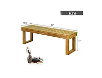 Slickblue 52 Inch Acacia Wood Dining Bench with Slatted Seat