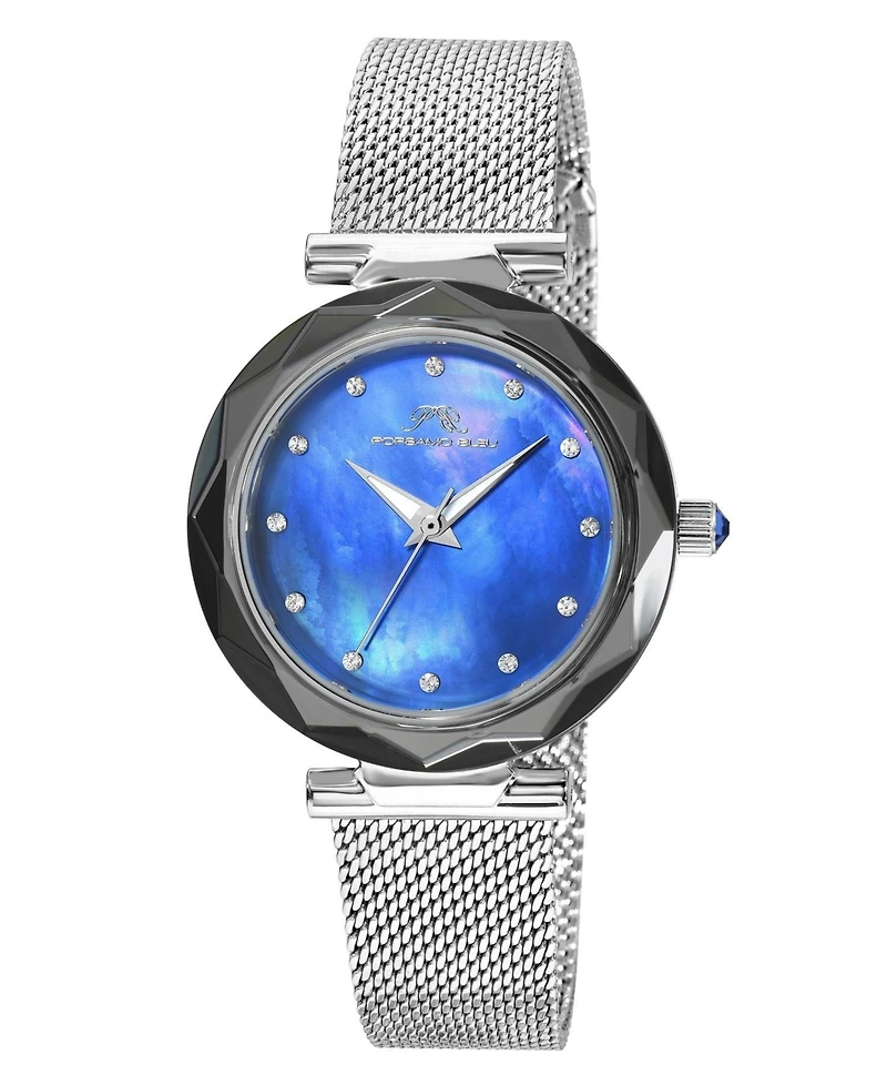 Hazel Stainless Steel Silver Tone & Blue Women's Watch 1272AHAS