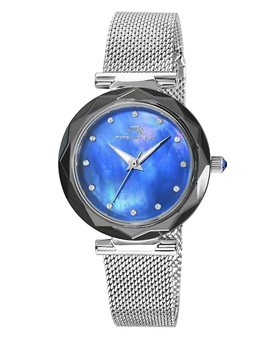 Hazel Stainless Steel Silver Tone & Blue Women's Watch 1272AHAS