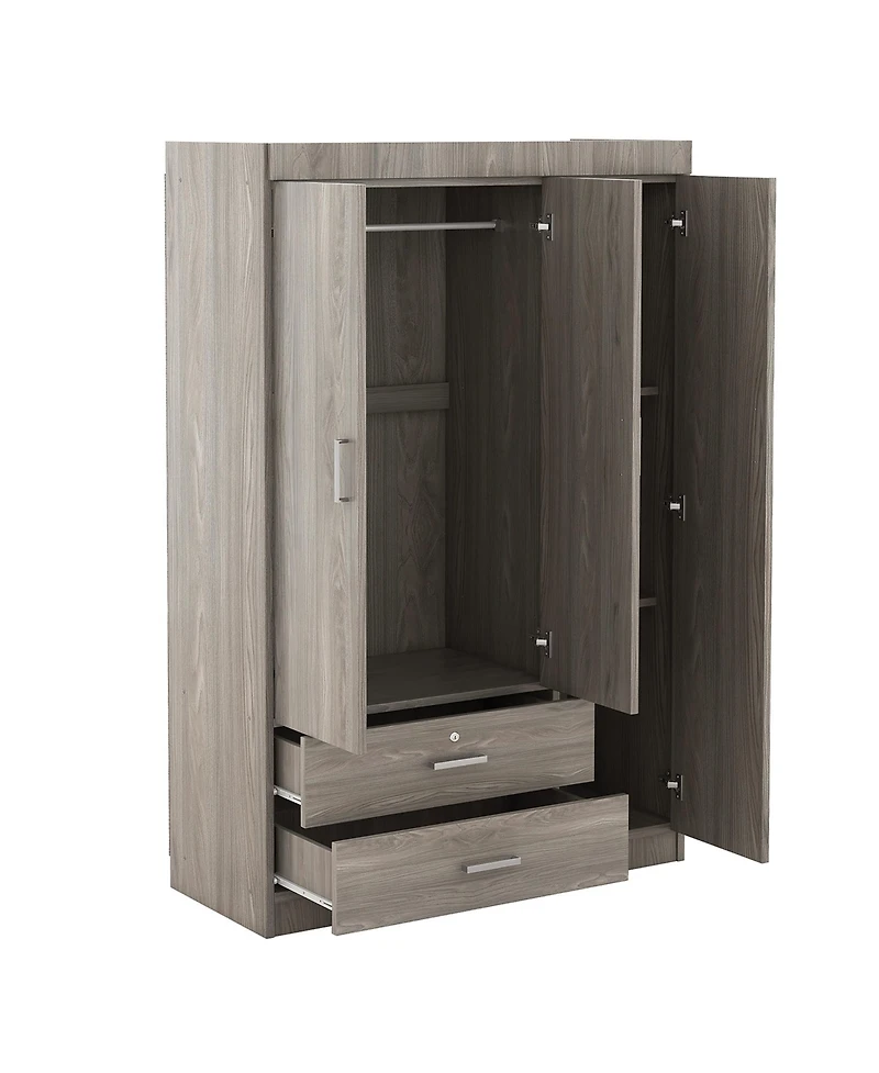 Streamdale 3-Door Mirror Wardrobe with shelves, Gray