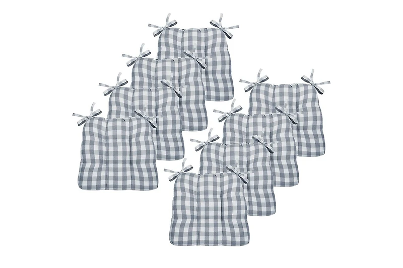 Kate Aurora Country Living Gingham Plaid Checkered Country Farmhouse Chair Cushion Pads - 8 Piece