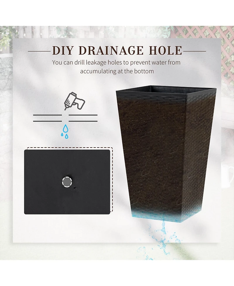 Charming Rattan-Style Planter Trio with Self-Drainage