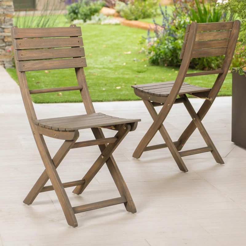 Streamdale Furniture Acacia Wood Folding Dining Chairs (Set of 2) for Outdoor Hosting