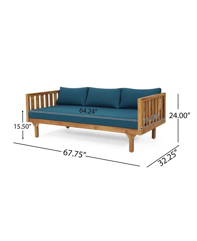Streamdale Acacia Wood Daybed with Slat Paneling and Water-Resistant Cushions