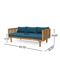 Streamdale Acacia Wood Daybed with Slat Paneling and Water-Resistant Cushions