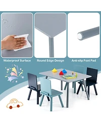 Slickblue 5 Pieces Kids Wooden Activity Play Furniture Set with Building Blocks