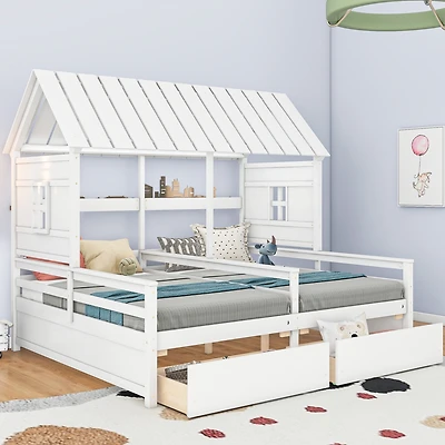 Streamdale Twin Platform Bed with Drawers (White)